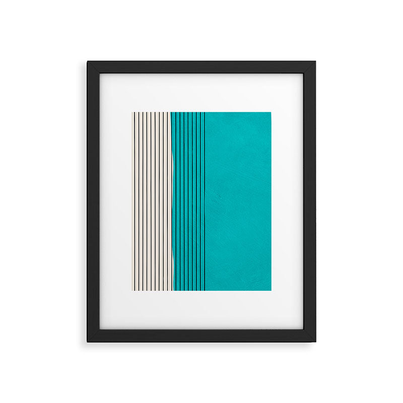 Turquoise Minimalist Digital Painting Artwork Black Lines Framed Art Print Gallery Image 5
