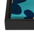 Turquoise Navy Flowers Minimalist Artwork Framed Canvas Print Gallery Image 3