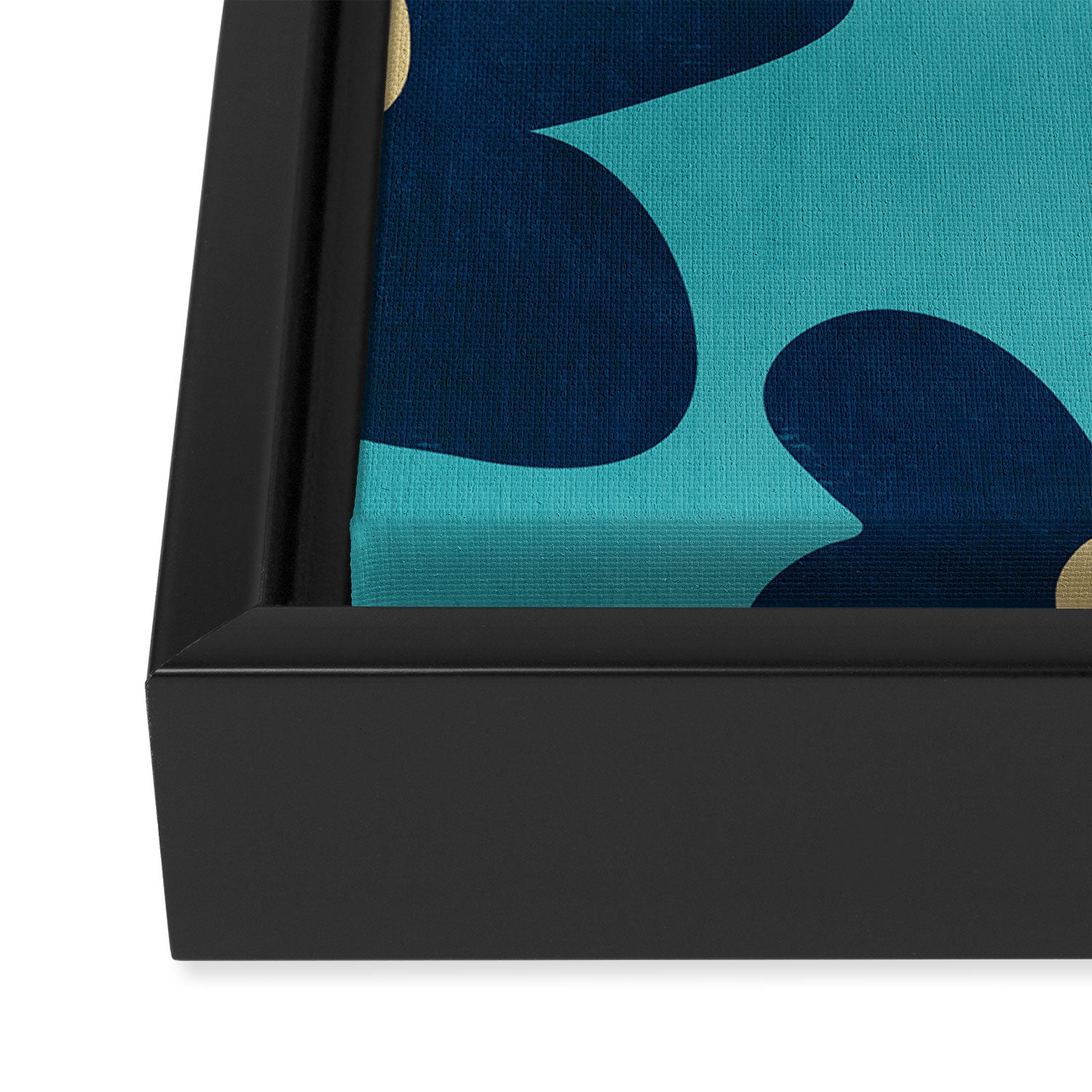 Turquoise Navy Flowers Minimalist Artwork Framed Canvas Print Gallery Image 3