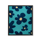 Turquoise Navy Flowers Minimalist Artwork Framed Canvas Print Gallery Image 6
