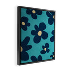 Turquoise Navy Flowers Minimalist Artwork Framed Canvas Print Gallery Image 2