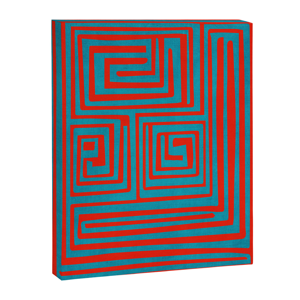 Vibrant Colors OP Art Teal Red Abstract Canvas Print Gallery Image 6