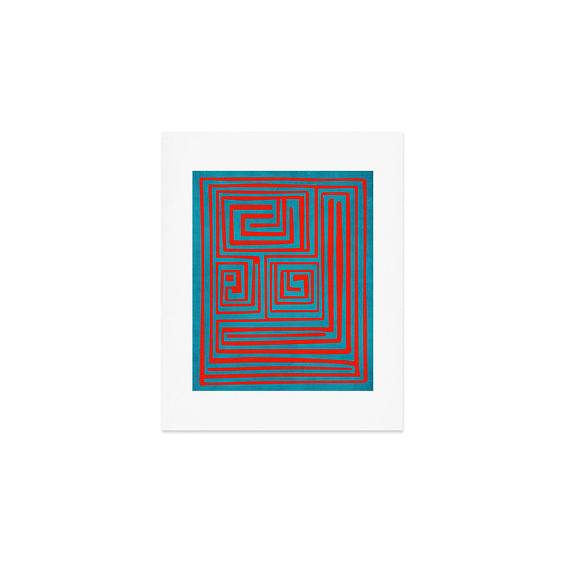 Vibrant Colors OP Art Teal Red Abstract Art Print Gallery Image 1
