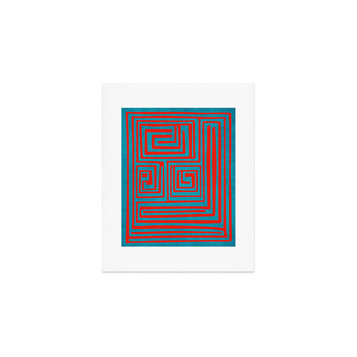 Vibrant Colors OP Art Teal Red Abstract Art Print Gallery Image 1