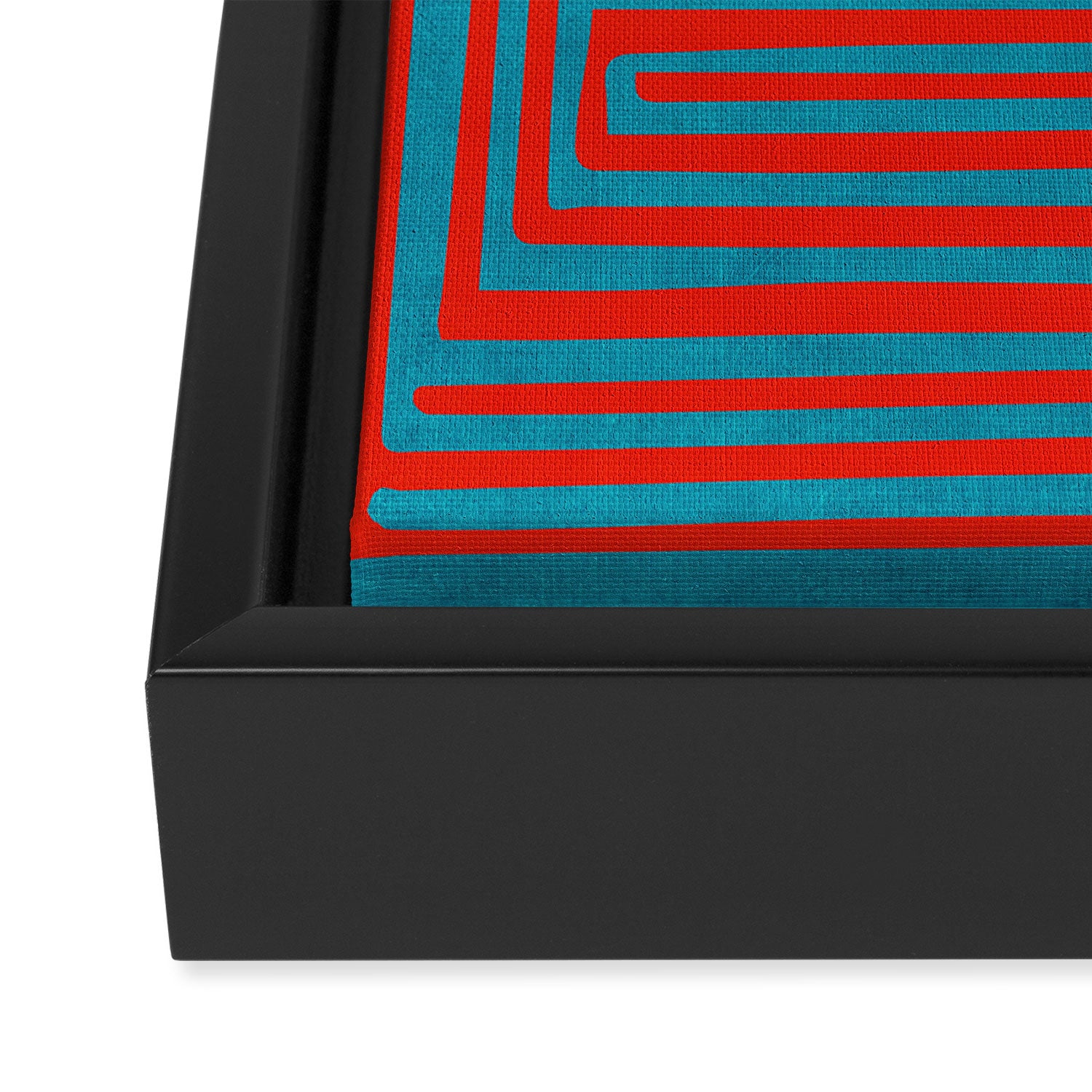 Vibrant Colors OP Art Teal Red Abstract Framed Canvas Print Gallery Image 3