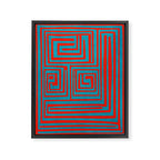 Vibrant Colors OP Art Teal Red Abstract Framed Canvas Print Gallery Image 6