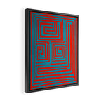 Vibrant Colors OP Art Teal Red Abstract Framed Canvas Print Gallery Image 2