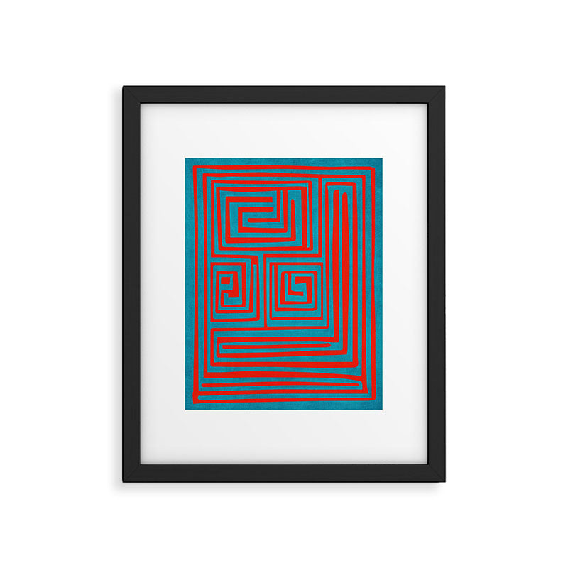 Vibrant Colors OP Art Teal Red Abstract Framed Art Print Gallery Image 5