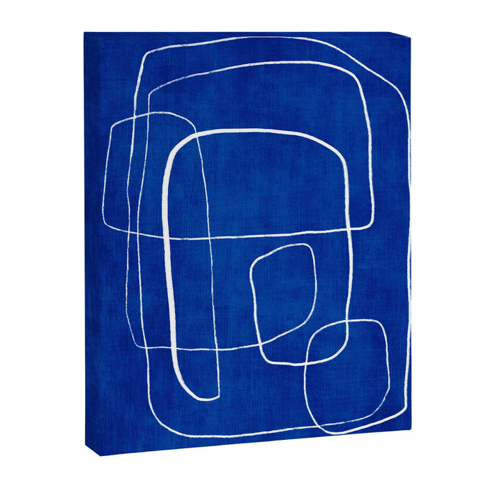 White Line Art Cobalt Blue Background Neon Look Canvas Print Gallery Image 1