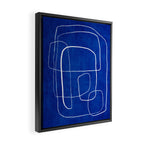 White Line Art Cobalt Blue Background Neon Look Framed Canvas Print Gallery Image 2