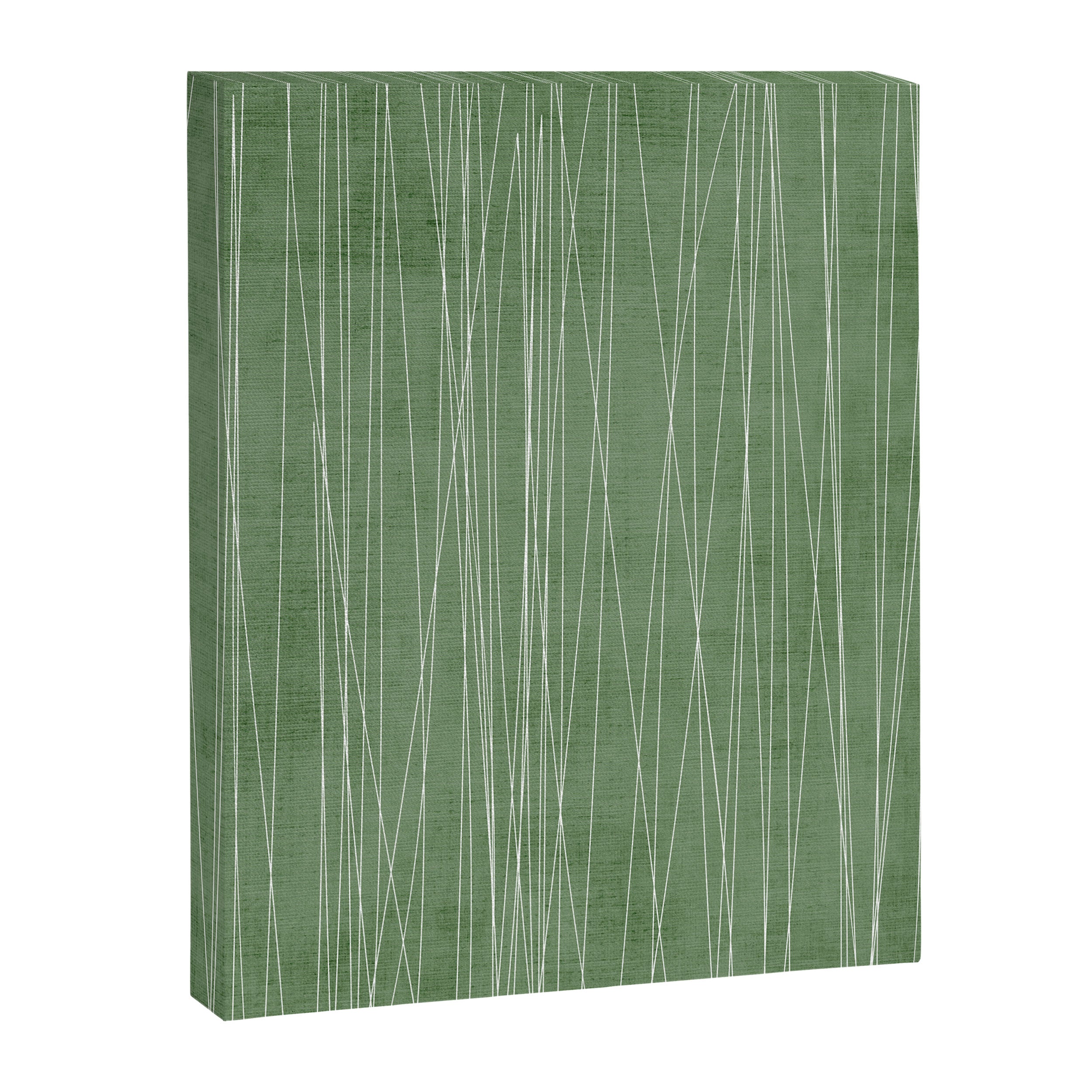 White Lines Green Background Minimal Art Canvas Print Gallery Image 6