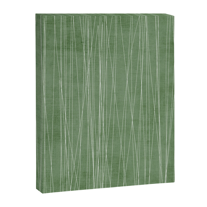 White Lines Green Background Minimal Art Canvas Print Gallery Image 1