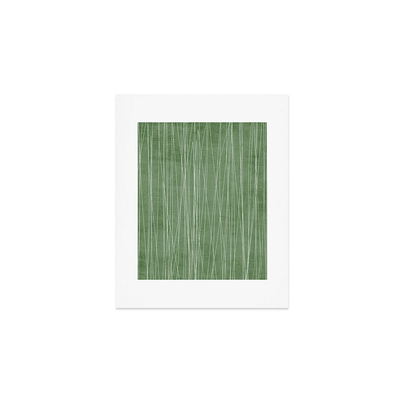 White Lines Green Background Minimal Art Art Print Gallery Image 1
