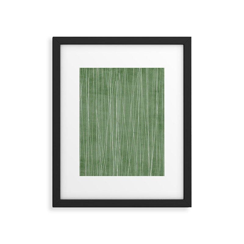 White Lines Green Background Minimal Art Framed Art Print Gallery Image 5
