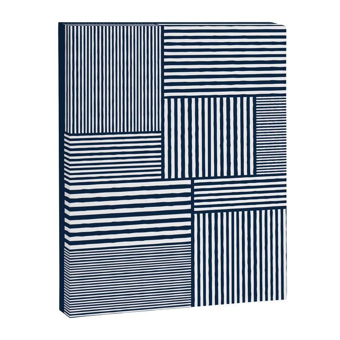 White Lines Navy Minimalist Stylish Design Canvas Print Gallery Image 1