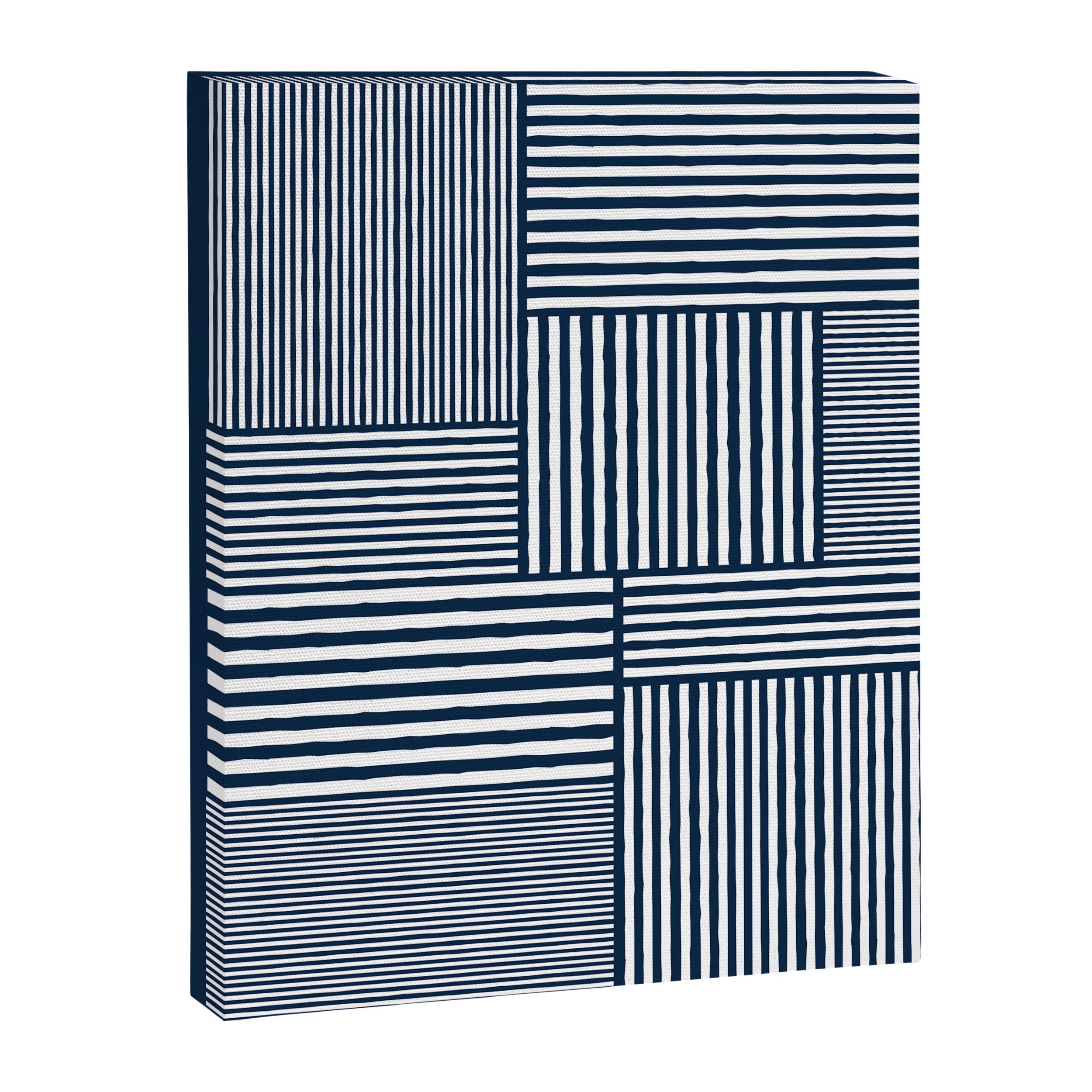 White Lines Navy Minimalist Stylish Design Canvas Print Gallery Image 6
