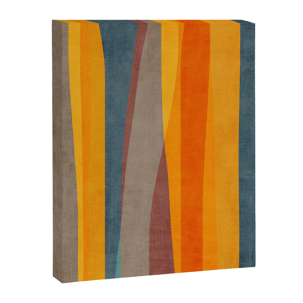 Yellow Orange Blue Beige Brown Modern MCM Art Canvas Print Gallery Image 6