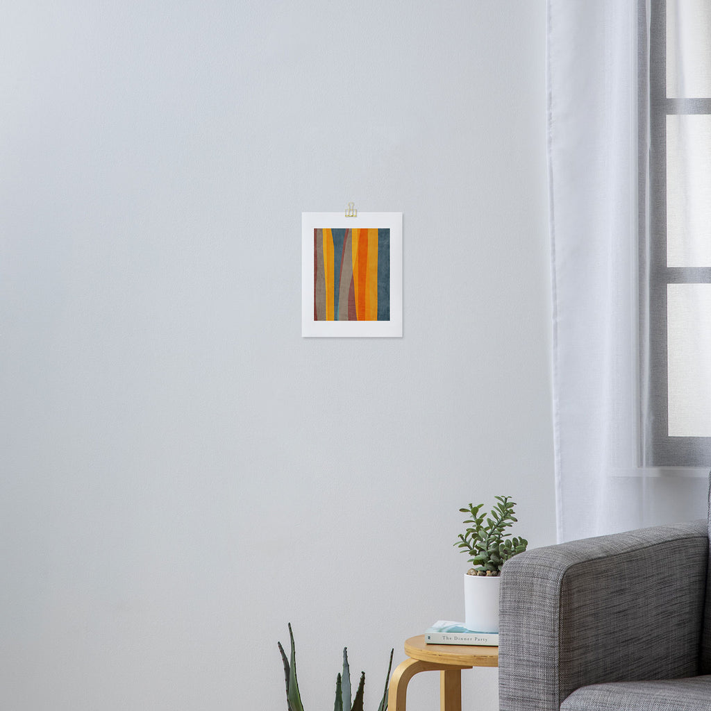 Yellow Orange Blue Beige Brown Modern MCM Art Art Print Gallery Image 3