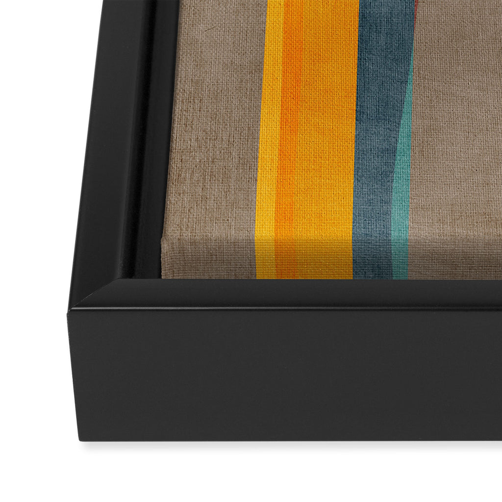 Yellow Orange Blue Beige Brown Modern MCM Art Framed Canvas Print Gallery Image 3