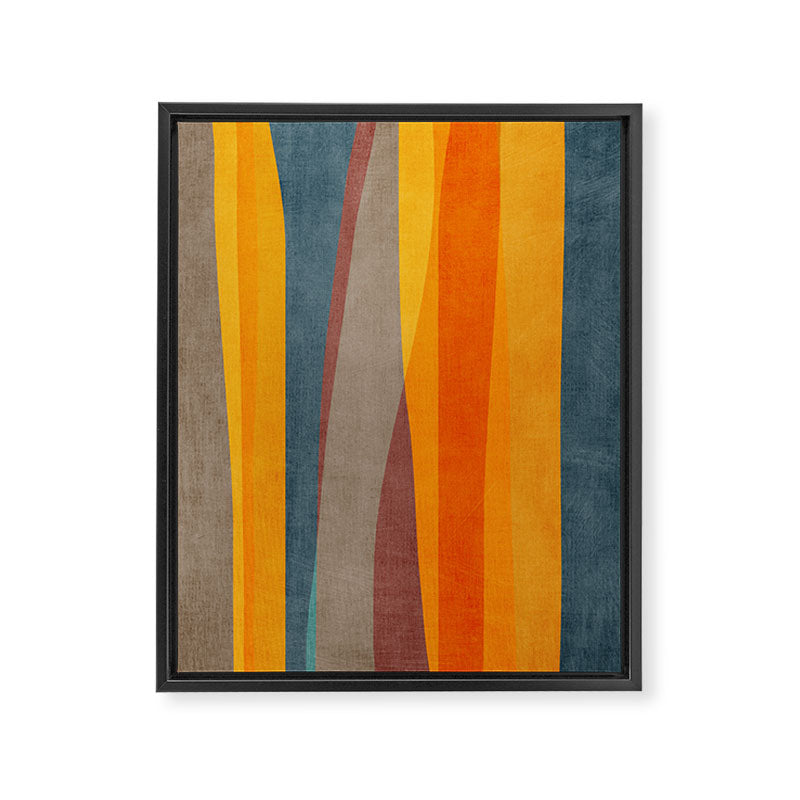 Yellow Orange Blue Beige Brown Modern MCM Art Framed Canvas Print Gallery Image 6