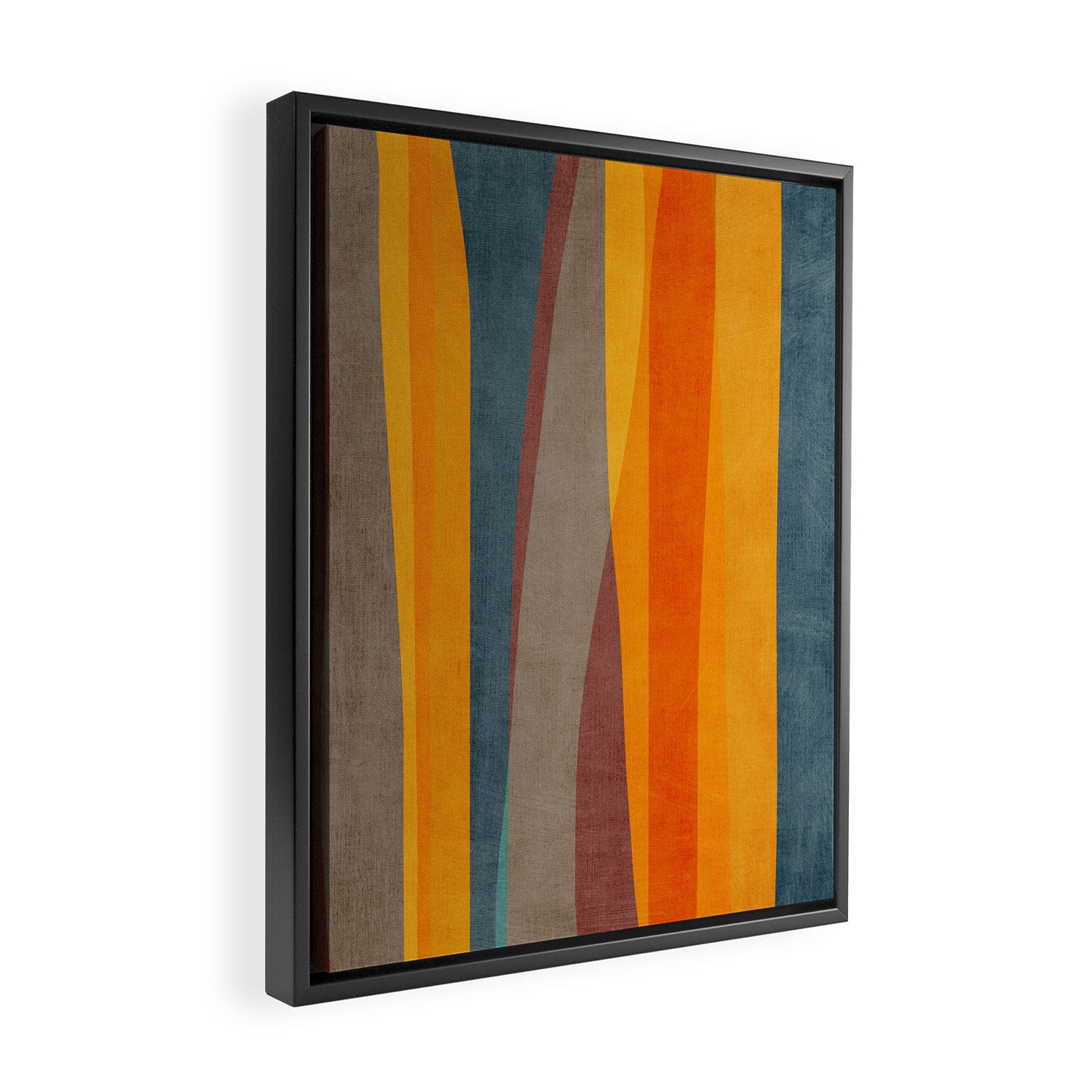 Yellow Orange Blue Beige Brown Modern MCM Art Framed Canvas Print Gallery Image 2