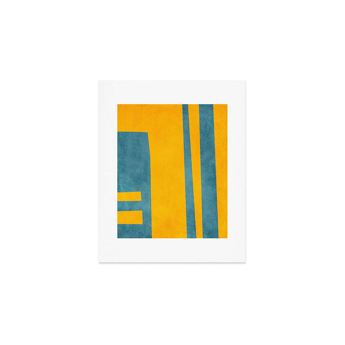 Yellow Teal Abstract Minimalist Artwork Art Print Gallery Image 1