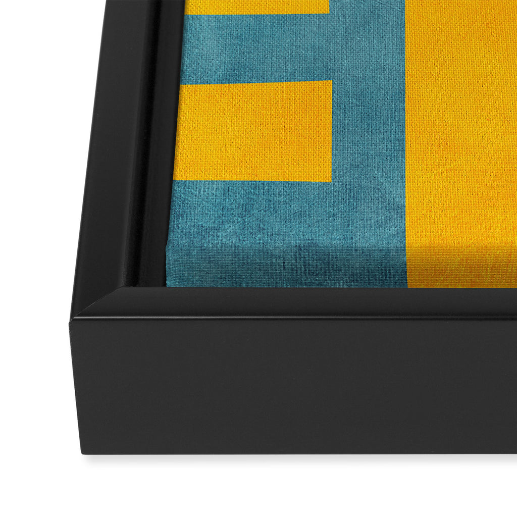 Yellow Teal Abstract Minimalist Artwork Framed Canvas Print Gallery Image 3