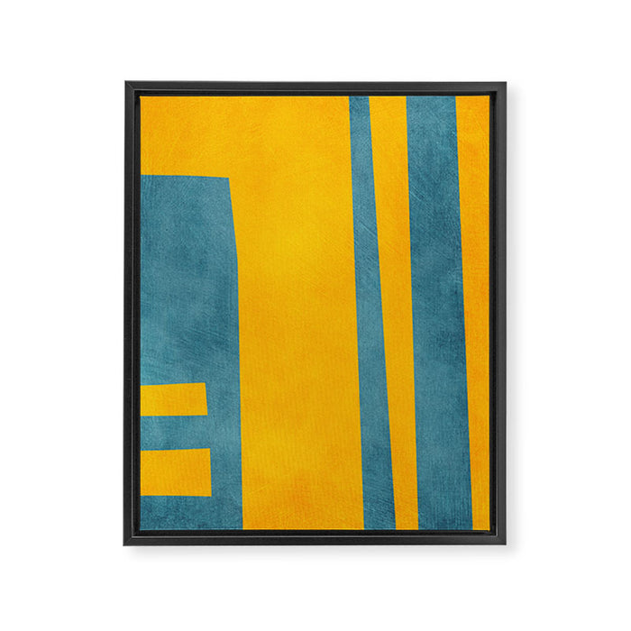 Yellow Teal Abstract Minimalist Artwork Framed Canvas Print Gallery Image 1