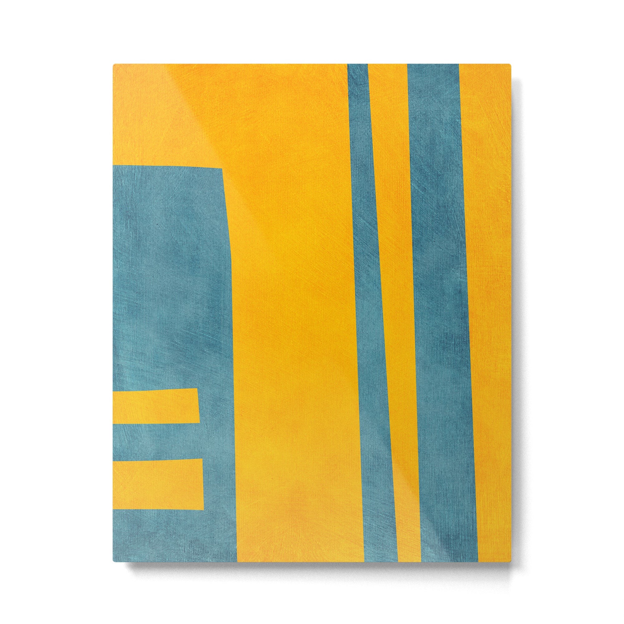 Yellow Teal Abstract Minimalist Artwork Metal Print Gallery Image 4