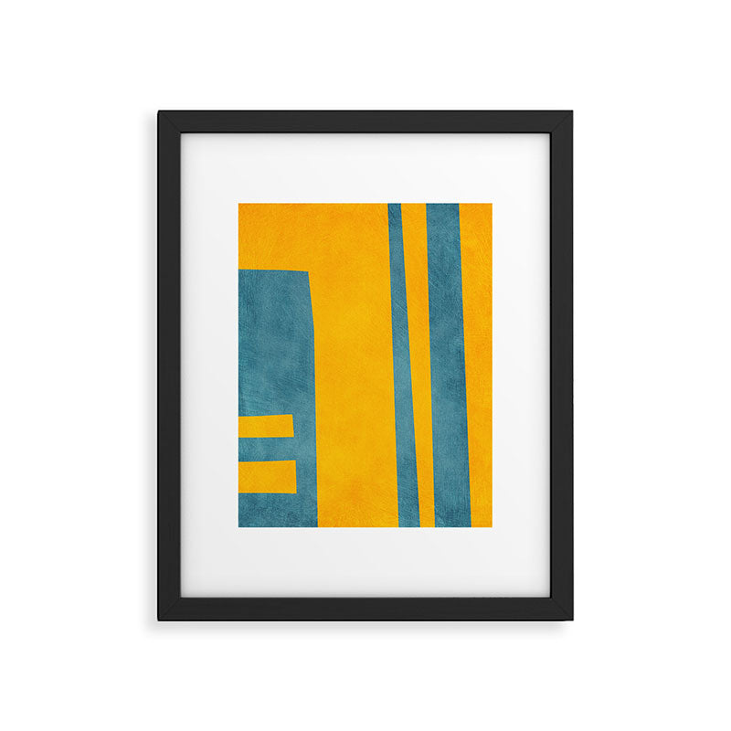 Yellow Teal Abstract Minimalist Artwork Framed Art Print Gallery Image 5