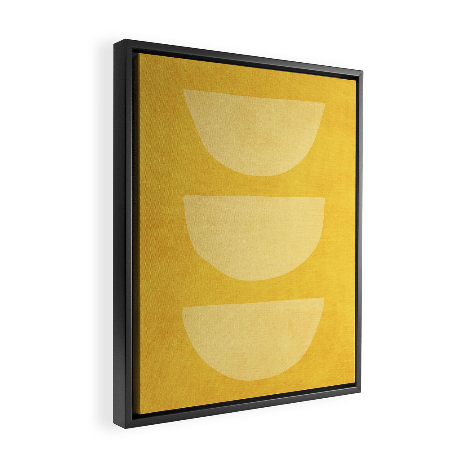 Yellow Tones Semicircles Minimalist Artwork Framed Canvas Print Gallery Image 2