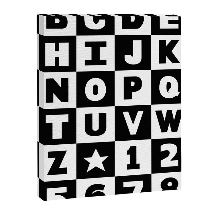 Alphabet Black and White Canvas Print Gallery Image 1
