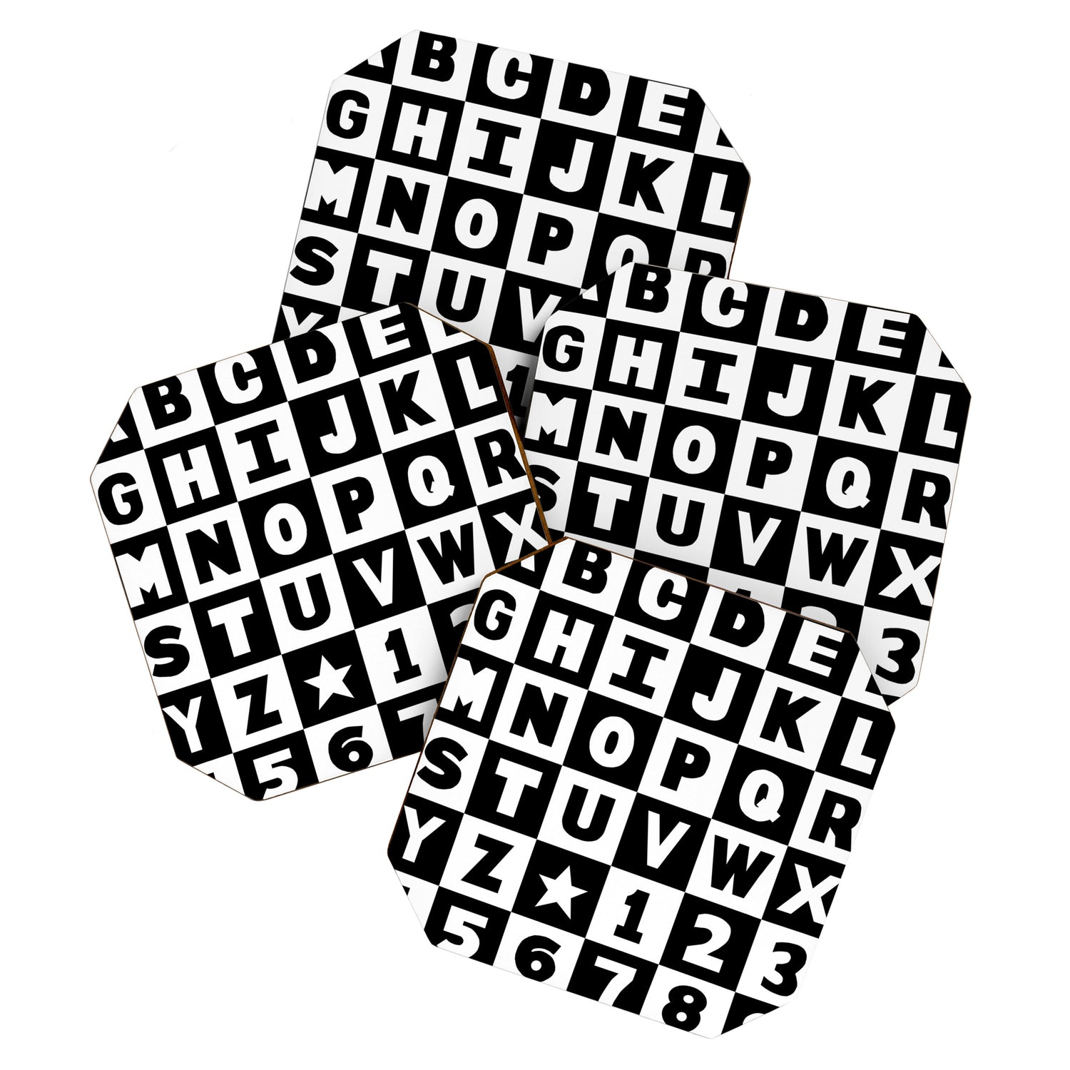 Alphabet Black and White Coaster Gallery Image 1