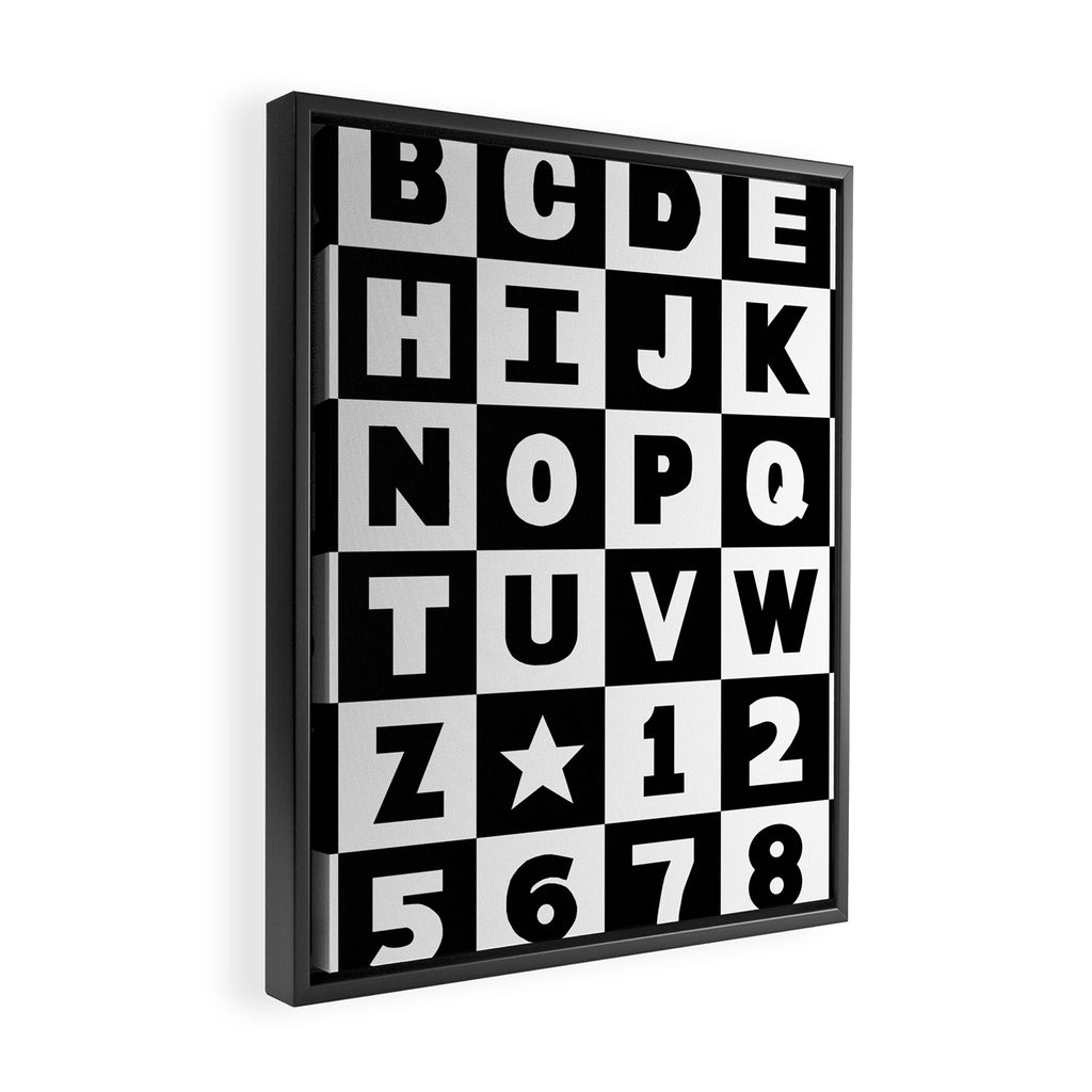 Alphabet Black and White Framed Canvas Print Gallery Image 2