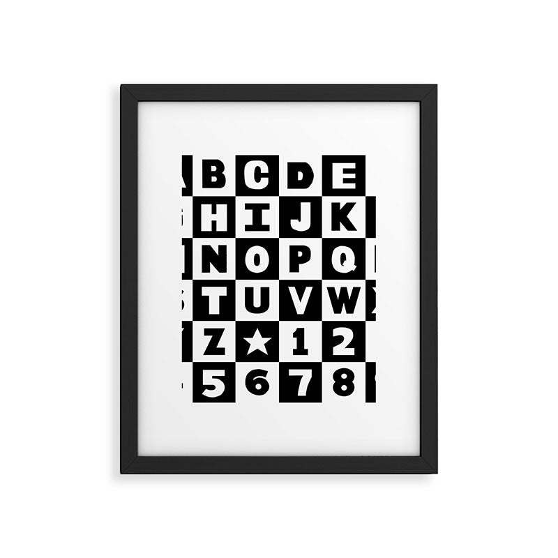 Alphabet Black and White Framed Art Print Gallery Image 6