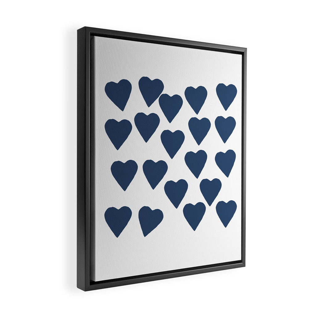 Hearts Navy Framed Canvas Print Gallery Image 2