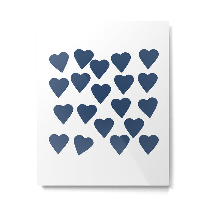 Hearts Navy Metal Print Gallery Image 1