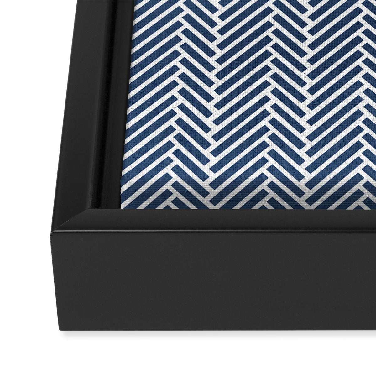 Herringbone Navy Blue Framed Canvas Print Gallery Image 3