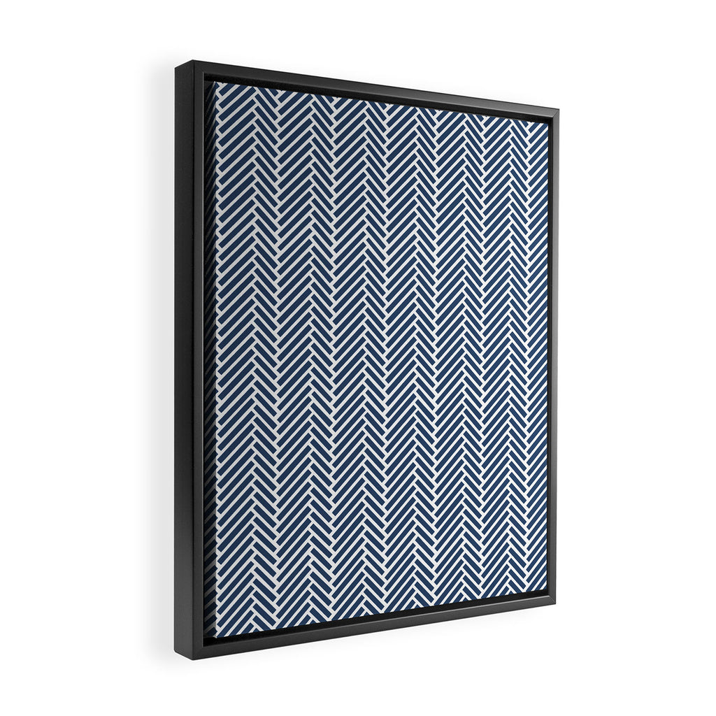 Herringbone Navy Blue Framed Canvas Print Gallery Image 2