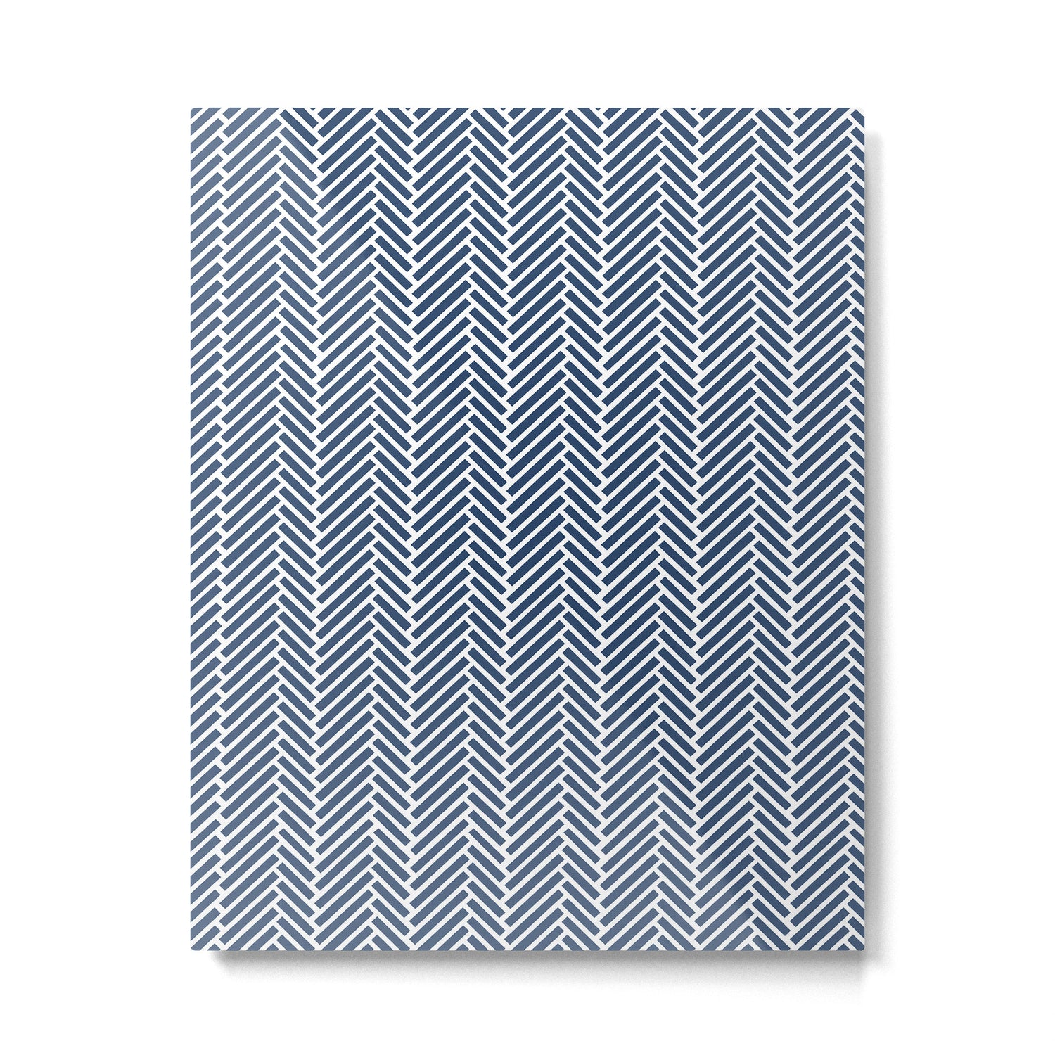 Herringbone Navy Blue Metal Print Gallery Image 6