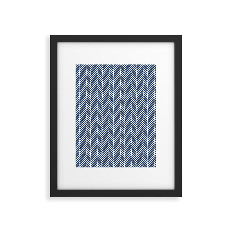 Herringbone Navy Blue Framed Art Print Gallery Image 6