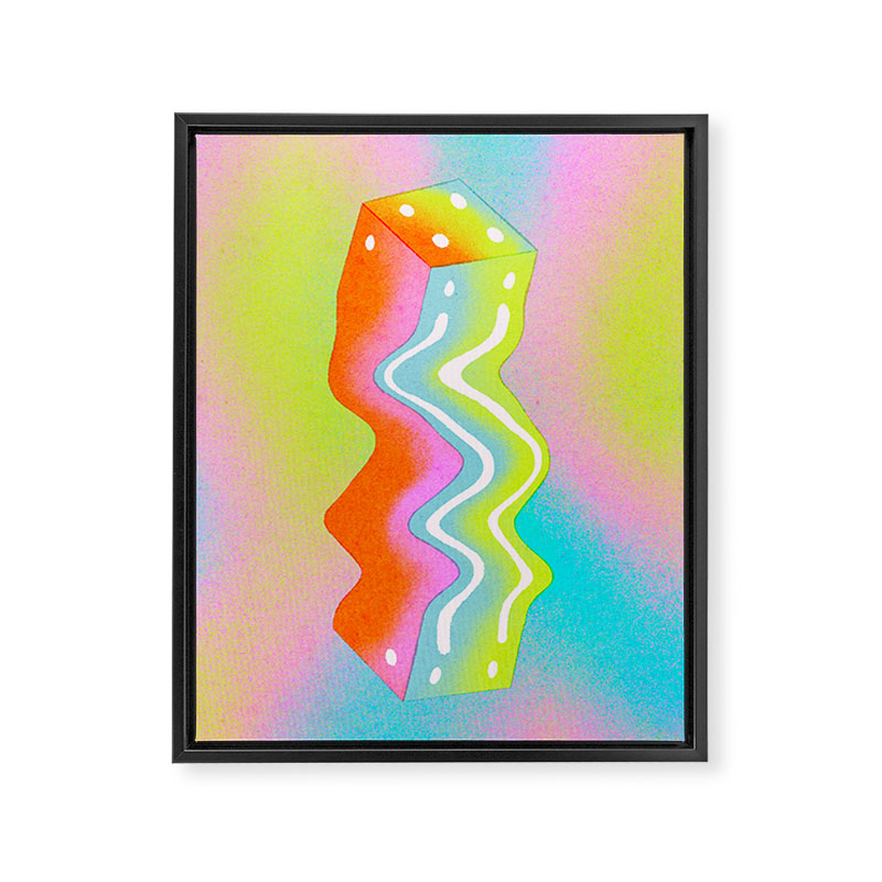 Cube in Neons Framed Canvas Print Gallery Image 8