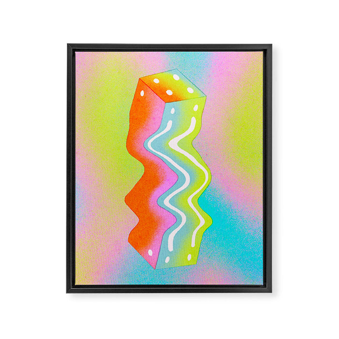 Cube in Neons Framed Canvas Print Gallery Image 1
