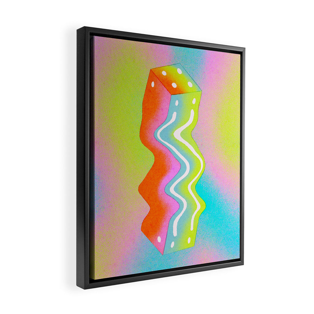 Cube in Neons Framed Canvas Print Gallery Image 2