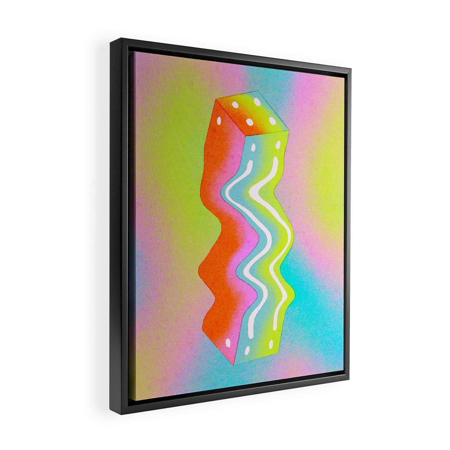 Cube in Neons Framed Canvas Print Gallery Image 2