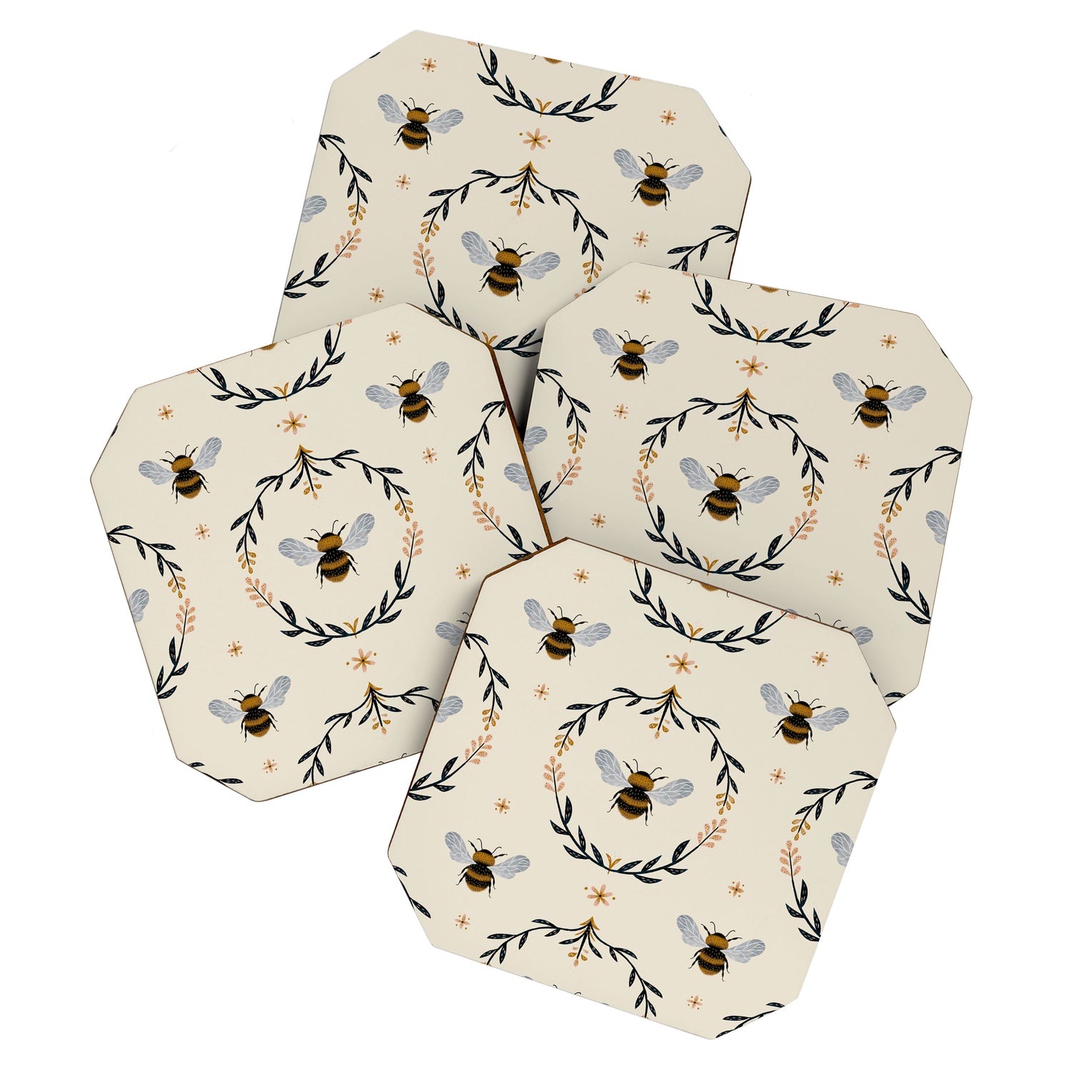 Ode to the Bumblebee (in cream) Coaster Gallery Image 1