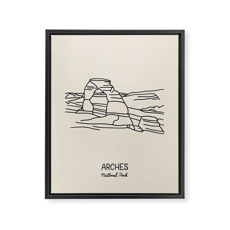 Arches National Park Black on Cream Framed Canvas Print Gallery Image 6