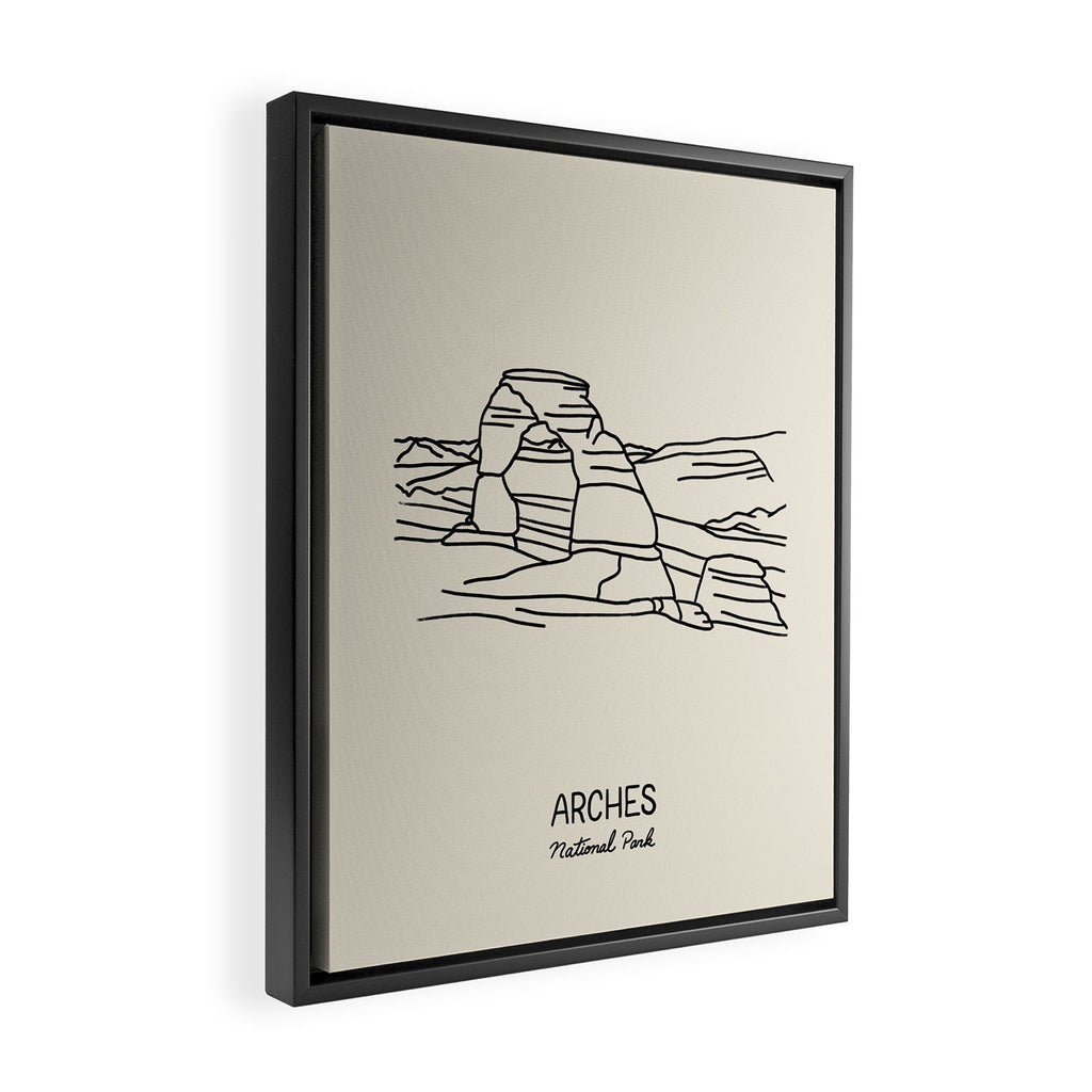 Arches National Park Black on Cream Framed Canvas Print Gallery Image 2