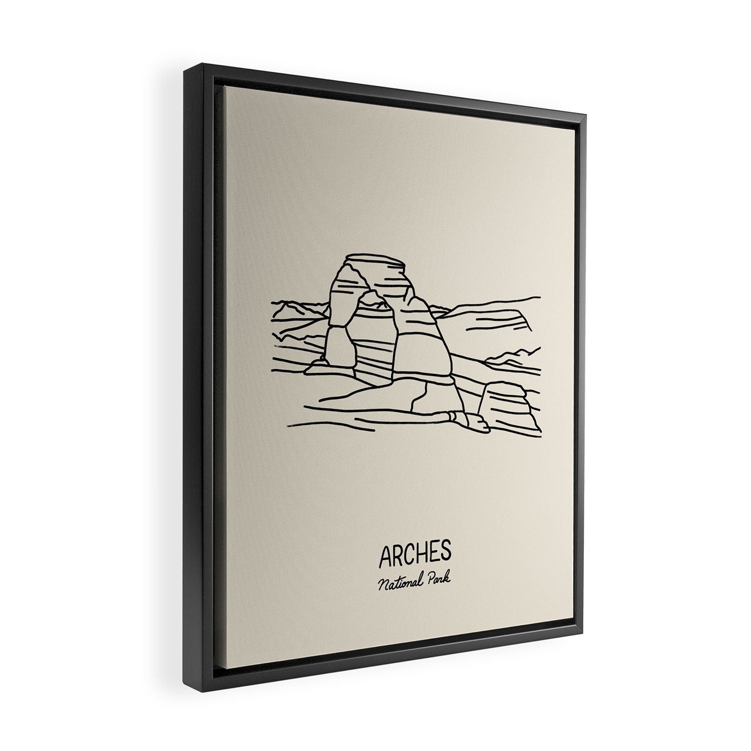 Arches National Park Black on Cream Framed Canvas Print Gallery Image 2