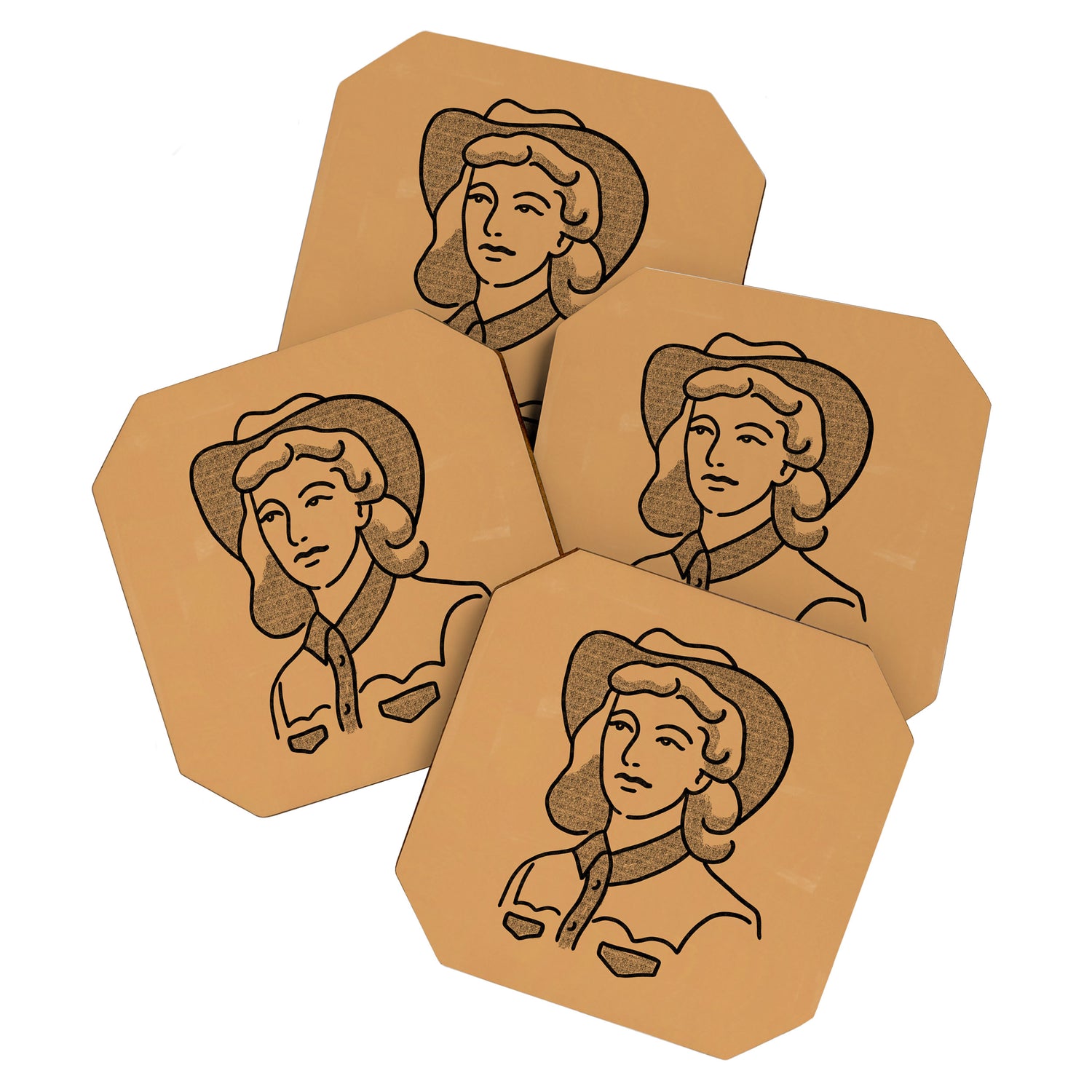 Cowgirl in Dusty Brown Coaster Gallery Image 1